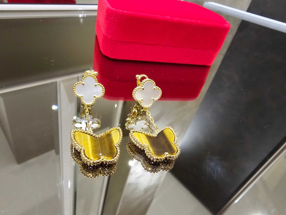 Van Cleef & Arpels VCA 2 Butterfly Clover Lucky Alhambra Дамски Обеци