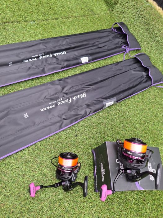 SET 2 Feedere FL BLACK FORCE PINK 3.90m 60-180g + 2 Mulinete PRO FL FL