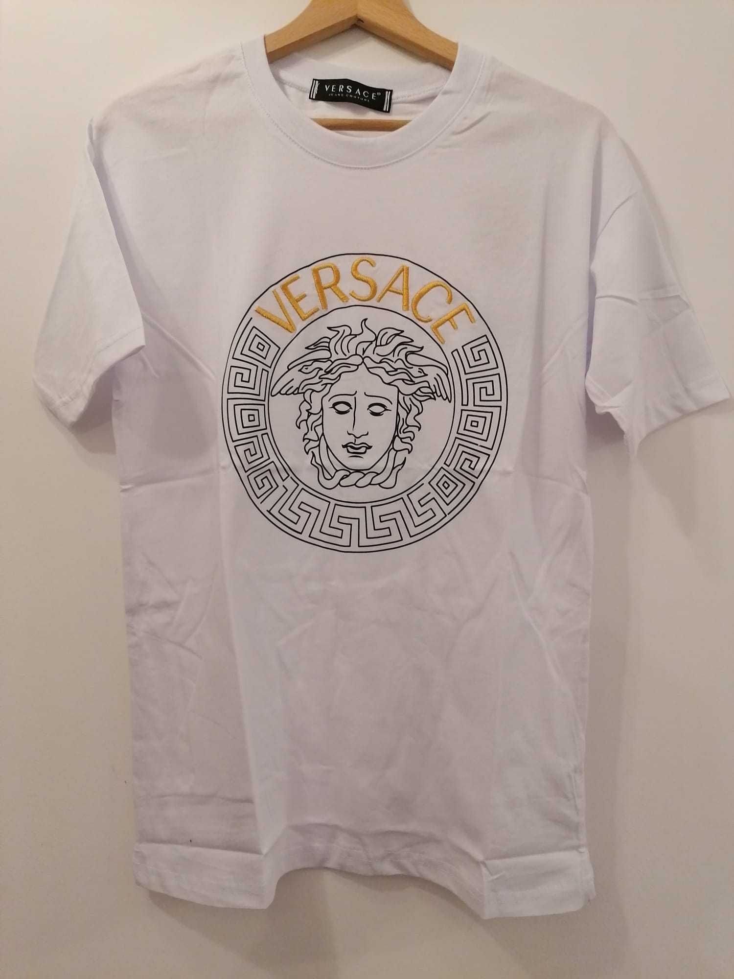 Tricou Versace, Imprimeu Cusut, Cod QR,  Premium, Nou, Alb si Negru