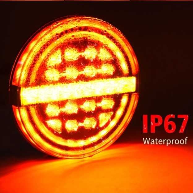 Лед led Кръгли Стопове Хамбургер с бягащ мигач, Неон Ефект 12v, 24v