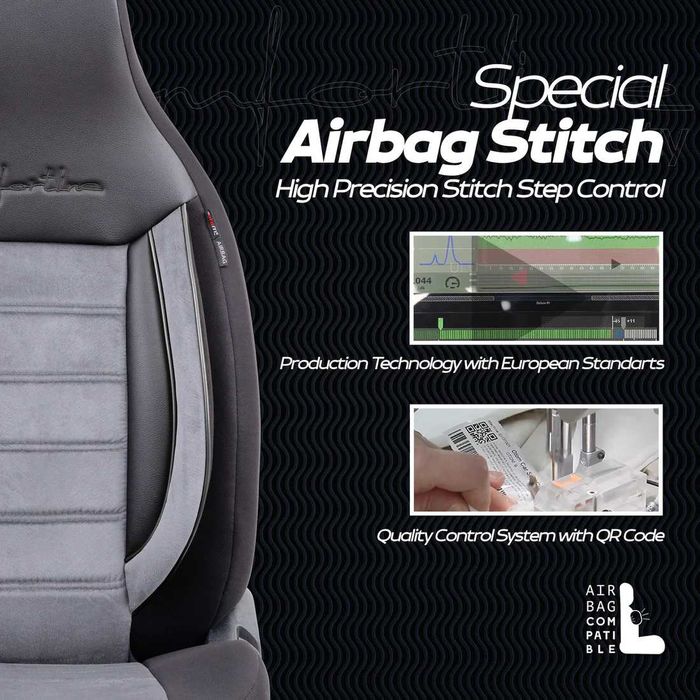 Тапицерия OTOM Comfortline–Черно/Сиво,с Алкантара(За малки автомобили)