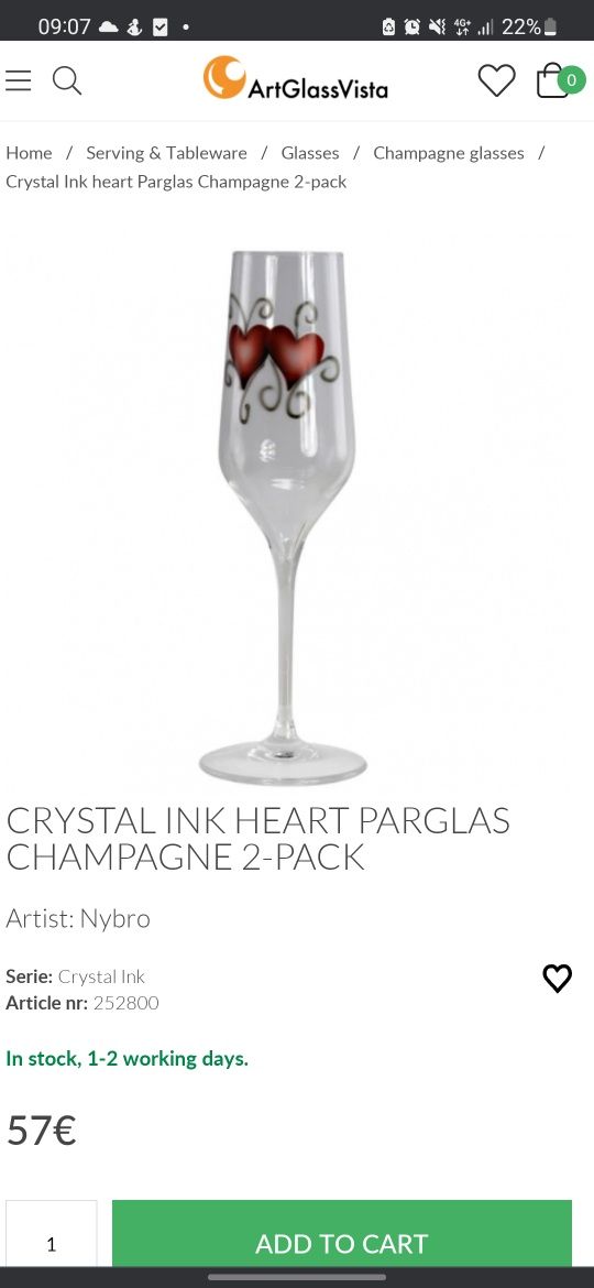 2-Pack pahare de șampanie nunta din seria Nybro "Crystal Ink"