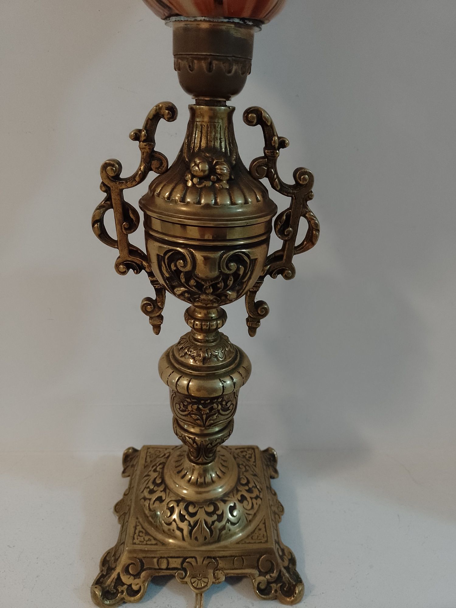 Superb lampadar in stil francez cu talpa din bronz și abajur din sticl