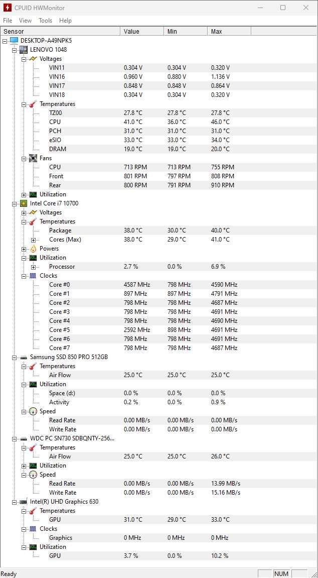 Компютър LENOVO ThinkStation,INTEL I7-10700,16Gb RAM