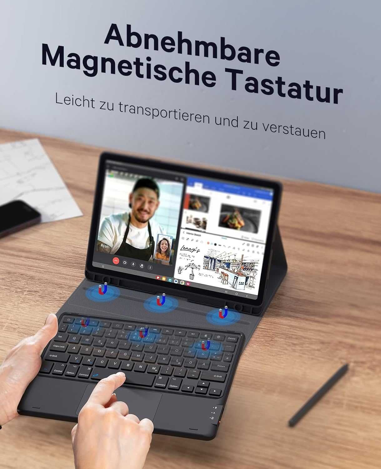 Husa cu Tastatură Earto cu touchpad pentru Galaxy Tab S9 11 inch