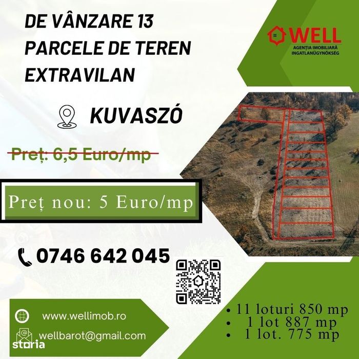 De vânzare 13 parcele de teren extravilan în Kuvaszó