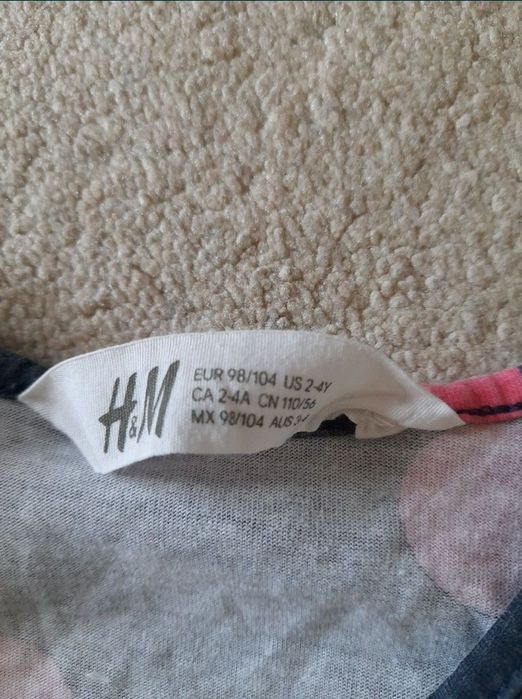 Rochita rochie h&m fata fetita albastra cu cirese 3-4 ani 98 104