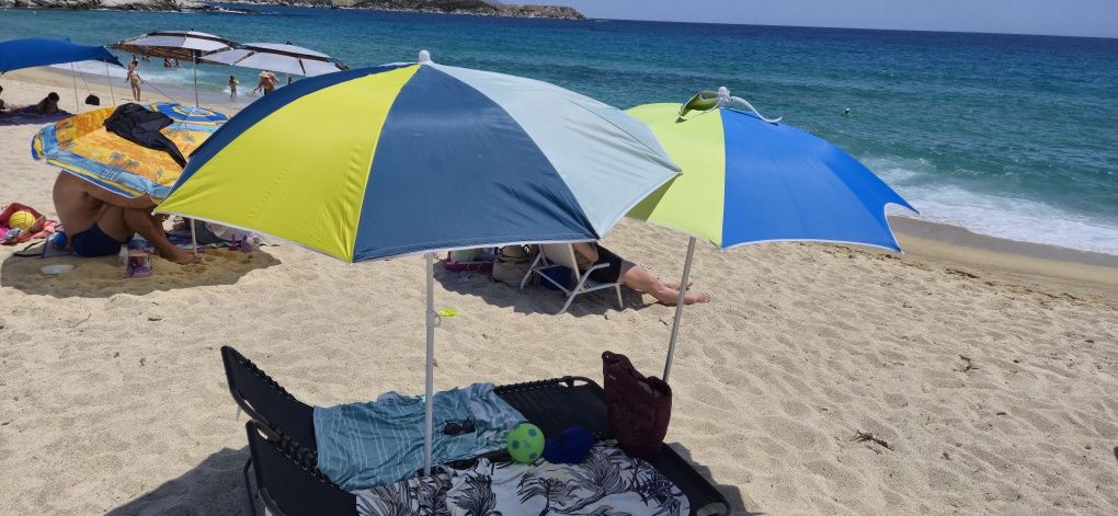 UMBRELĂ DE PLAJA 160 cm diametru - UPF 50+ 2 Locuri - Albastru Verde