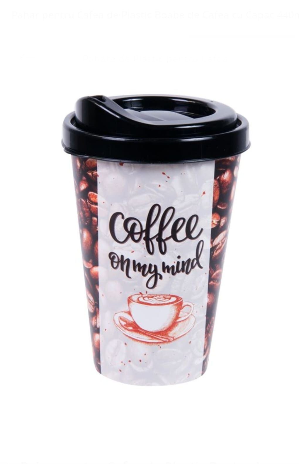 Set 4 pahare pentru cafea/ceai din plastic cu capac reutilizabile.
Set