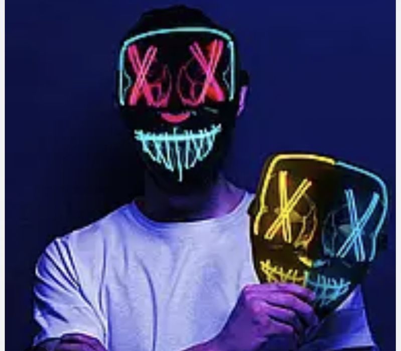 Светящаяся неоновая маска для праздника судная ночь