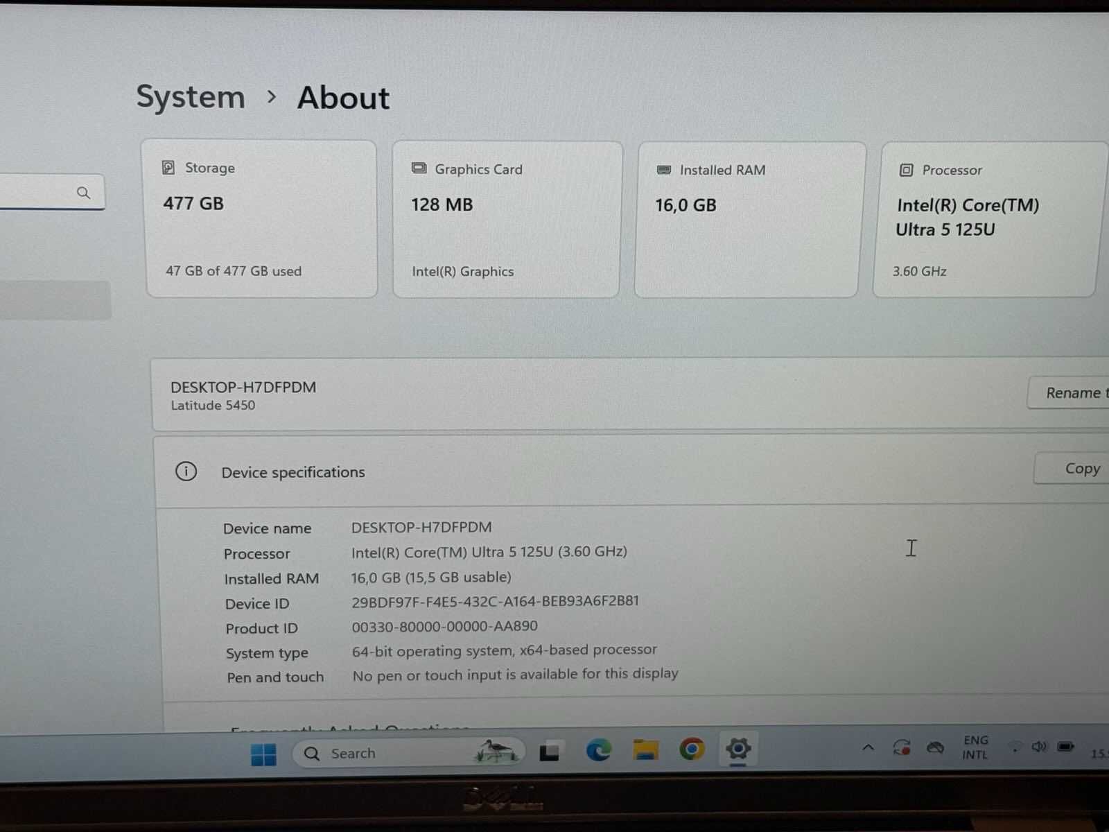 Dell Latitude 5450 Ultra 5/16RAM/512GB SSD/Intel ARC Graphics/Full HD