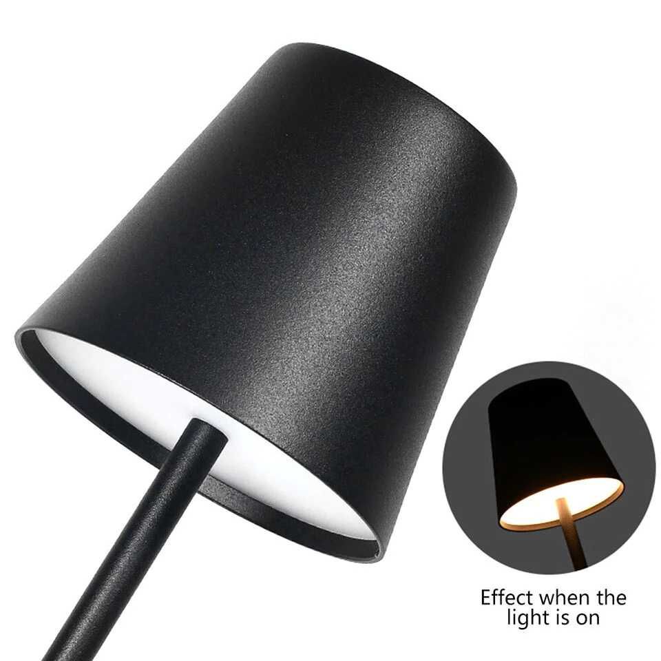 Lampa de masa wireless, metalica, cu touch, reincarcabila USB-C