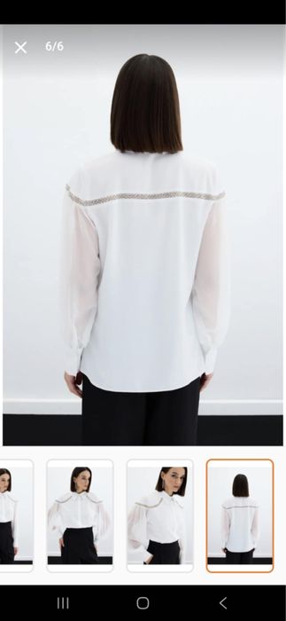 Бяла официална риза с камъни