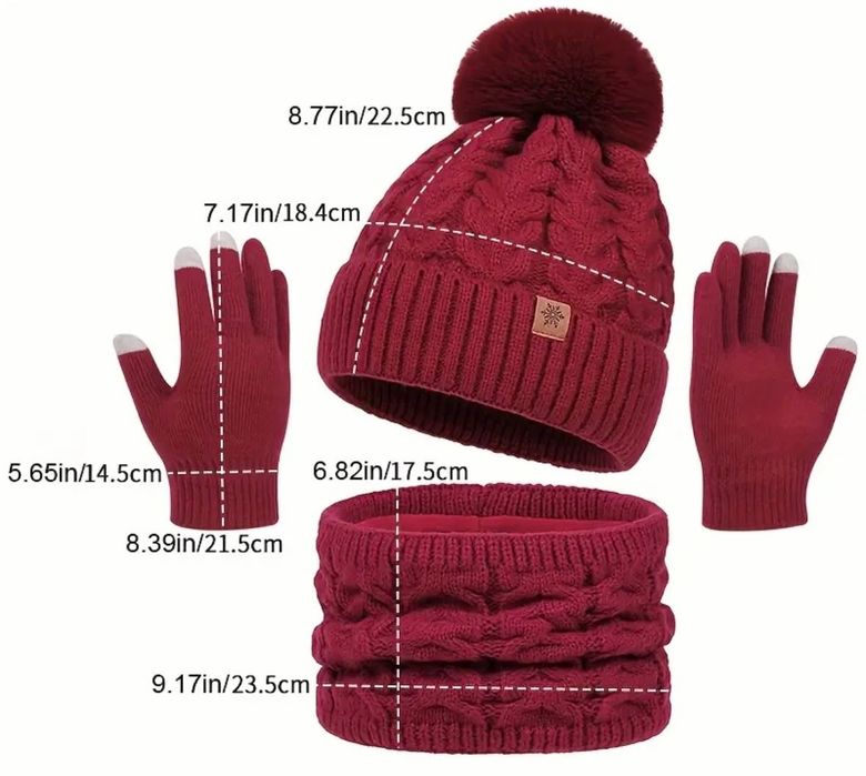 „Топъл зимен комплект – Шапка + Ръкавици с touch-screen (унисекс)“