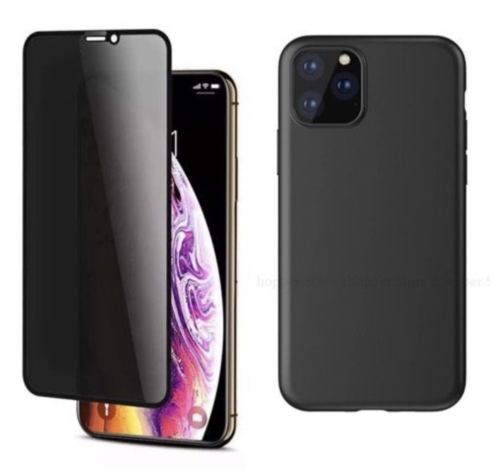 Iphone 12 PRO MAX Husa Din Silicon + Folie Sticla Privacy 6D