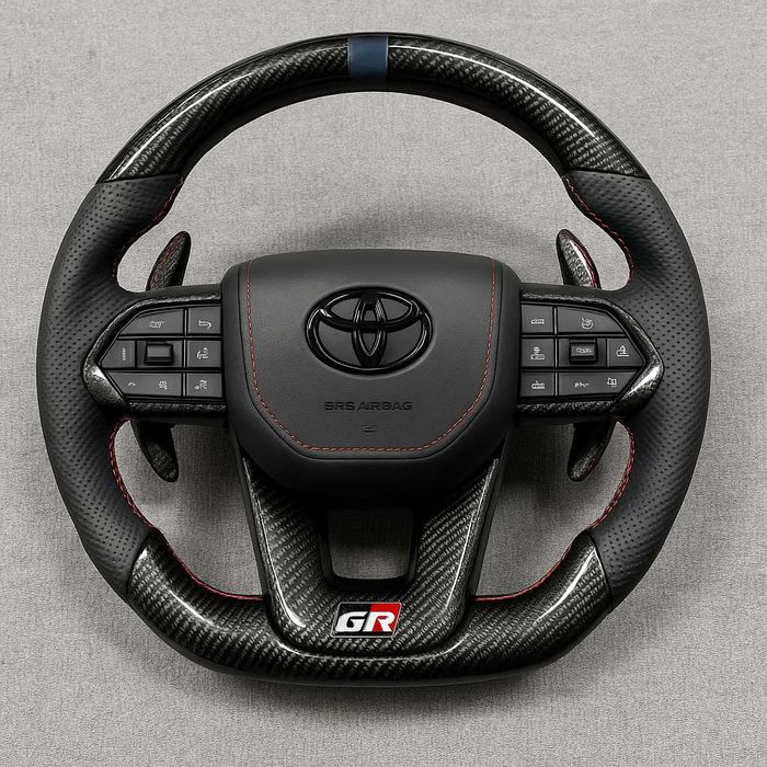 Toyota GR спортен волан карбон червени шевове Yaris Corolla