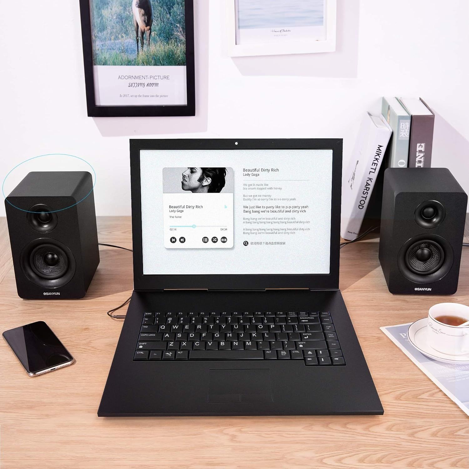60W, 3" карбонови Hifi колони за компютър, Bluetooth 5.0, Sanyun SW208
