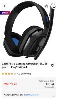 Casti Astro Gaming A10 (GREY/BLUE) pentru PlayStation