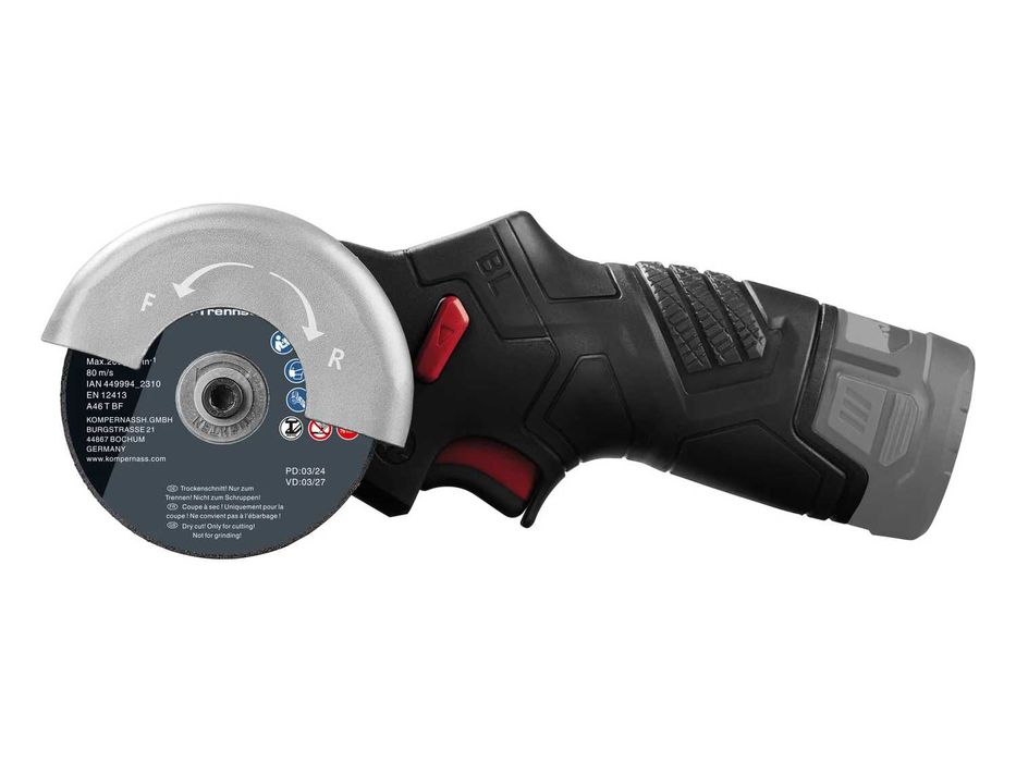 5г.ГАРАНЦИЯ Акумулаторен, безчетков ъглошлайф PARKSIDE PPWSA 12 A1