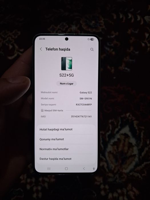 Samsung S22  8/256 ochilmagan remont bomagan
