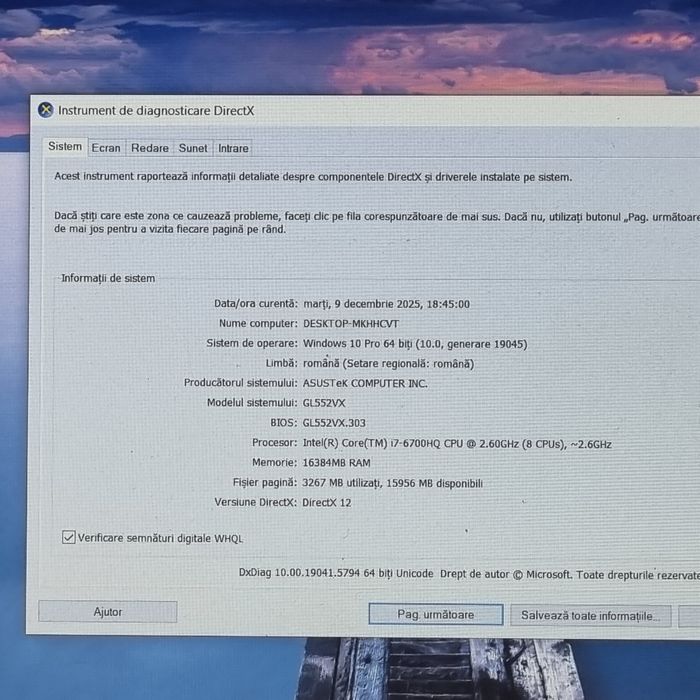 Placa de baza Asus Rog GL552VX I7-6700HQ