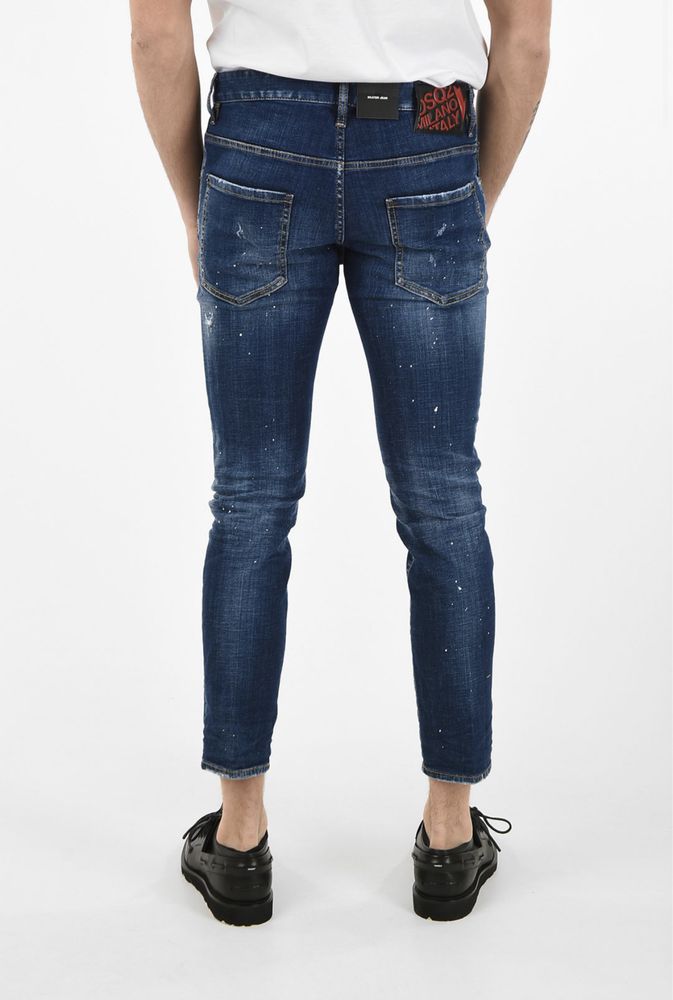 Dsquared2-15 cm Distressed Printed Skater Jeans