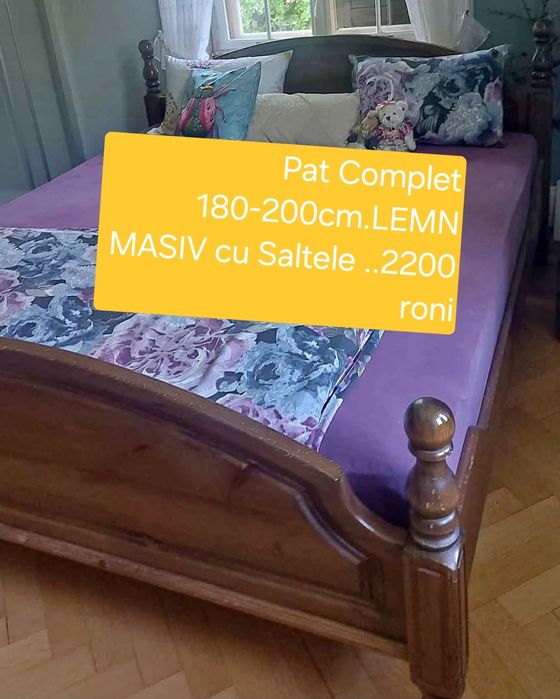 Paturi din Lemn Masiv cu Saltele și Noptiere.Preturi și marimi pe poze
