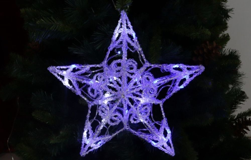 Decoratiune Craciun exterior stea 3D, Hoff, 40 LED-uri, 40 cm