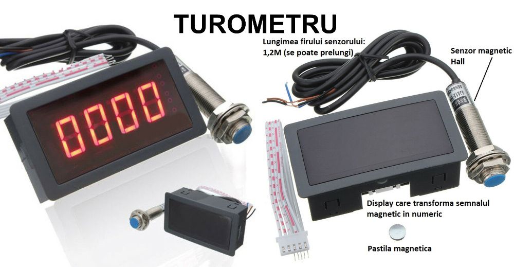 Turometru 10 ~ 9999RPM! Voltmetru baterie! Contor ore functionare! Nou