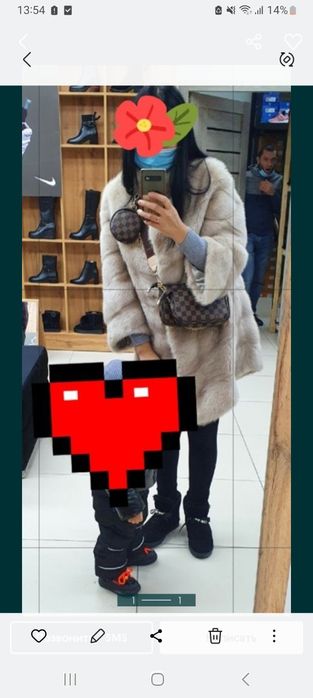 Шуба норка поперечка, светлый беж.