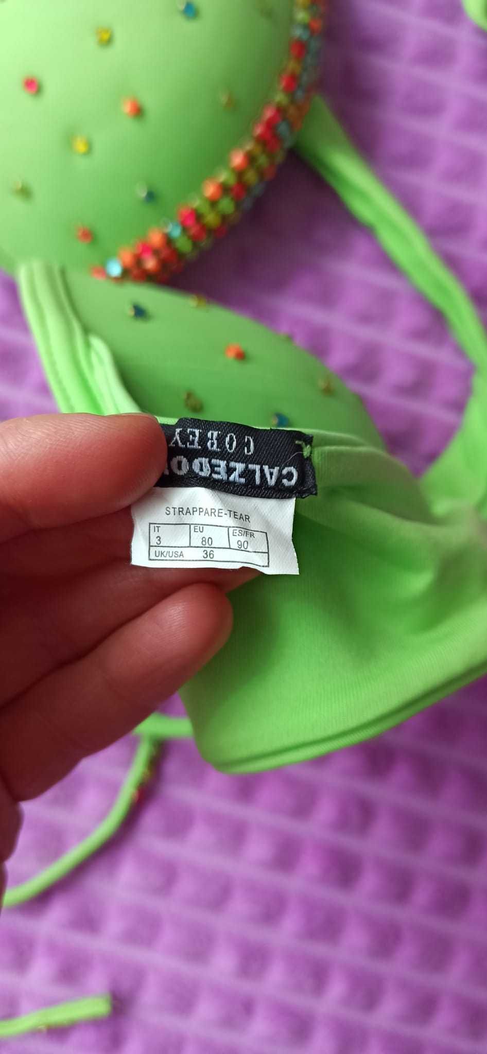 Costum de baie verde Calzedonia din 2 piese, slip L-44, sutien S