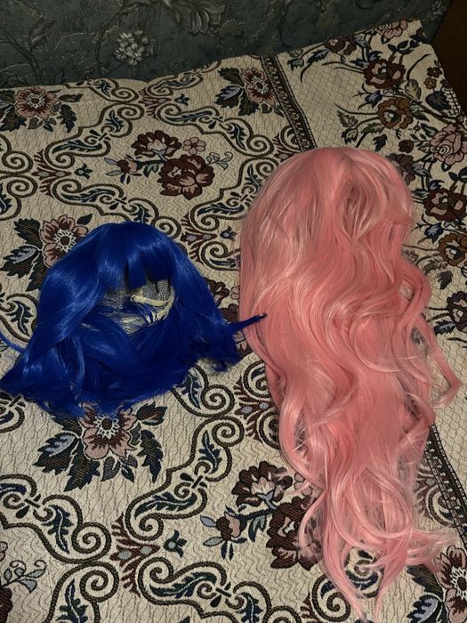 Парик розовый и синий