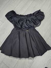 Къса черна рокля юнона/junona с тюл