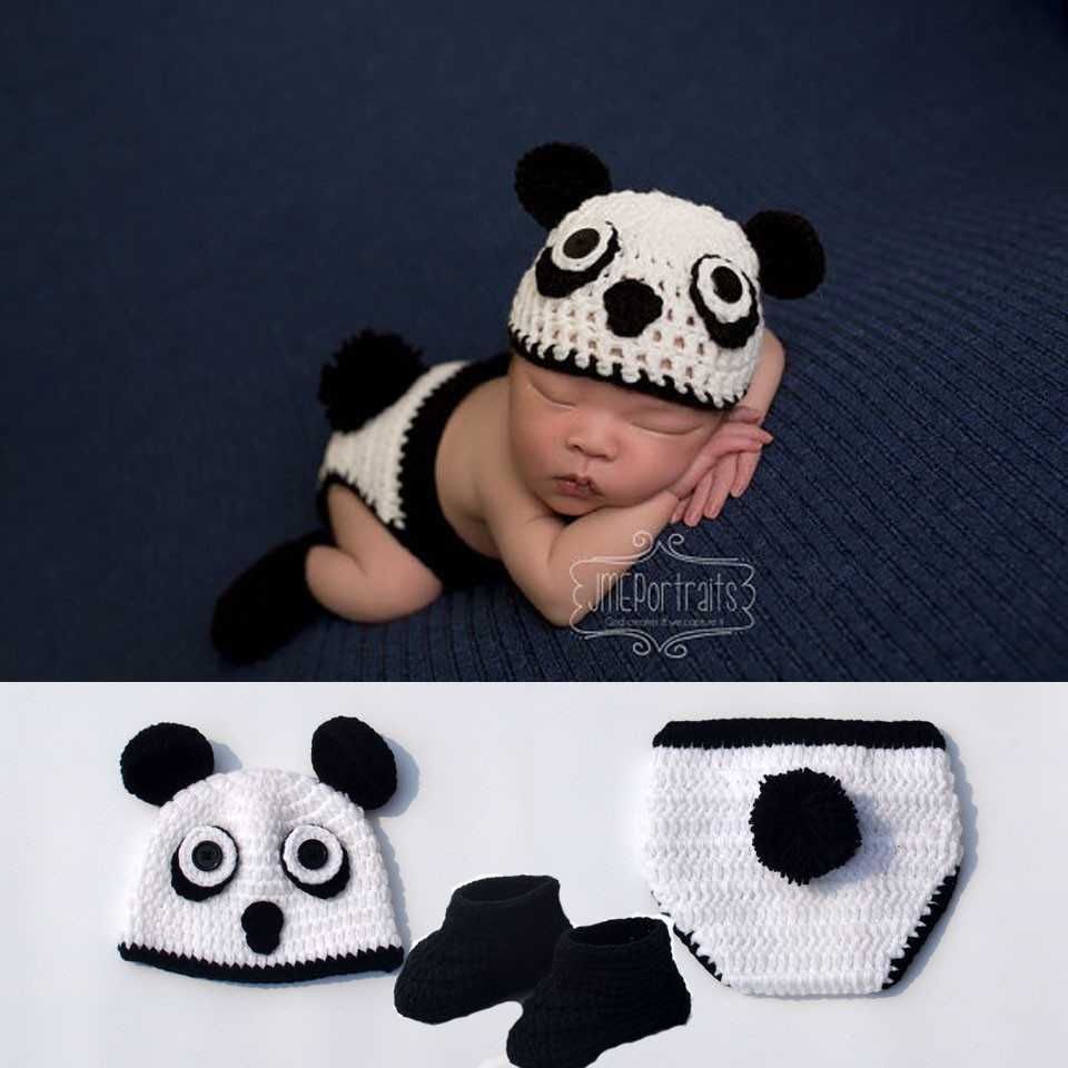 Costum bebelusi crosetat urs panda/omida- sedinte foto