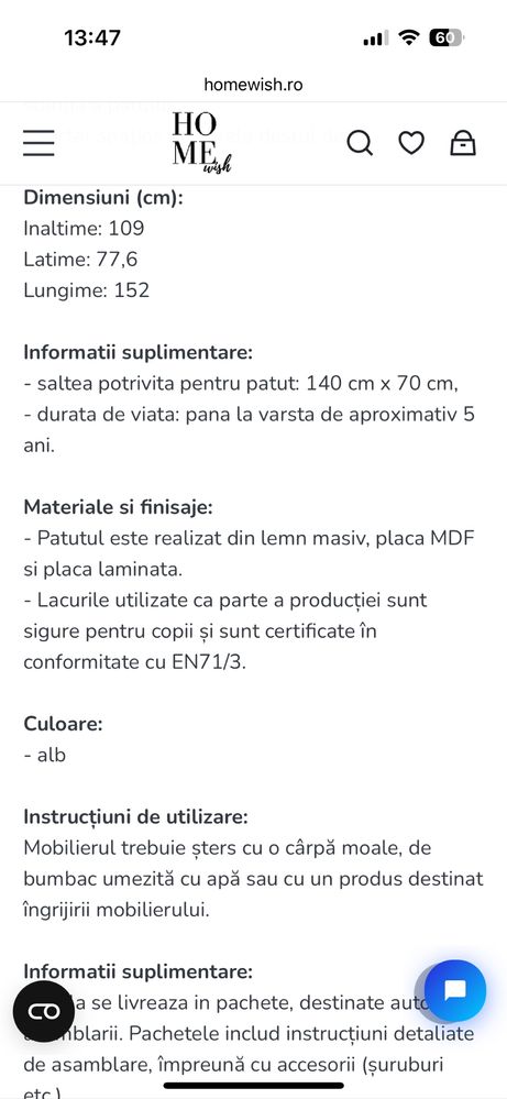 Patut impecabila 152x776cm