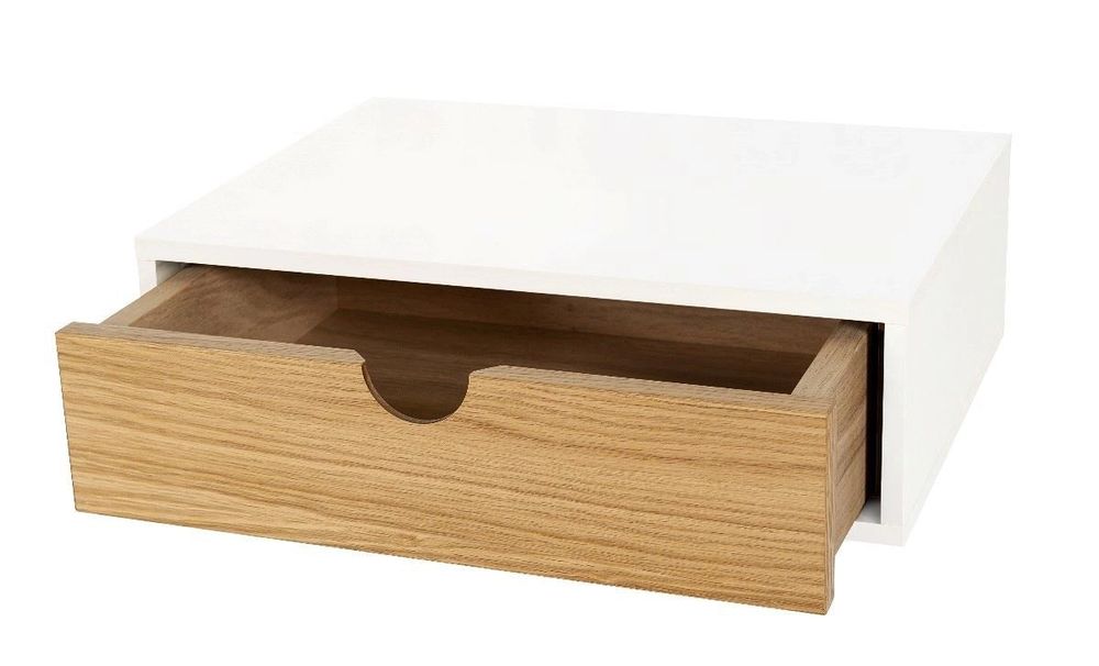 2 Noptiere suspendate MDF furnir alb-stejar