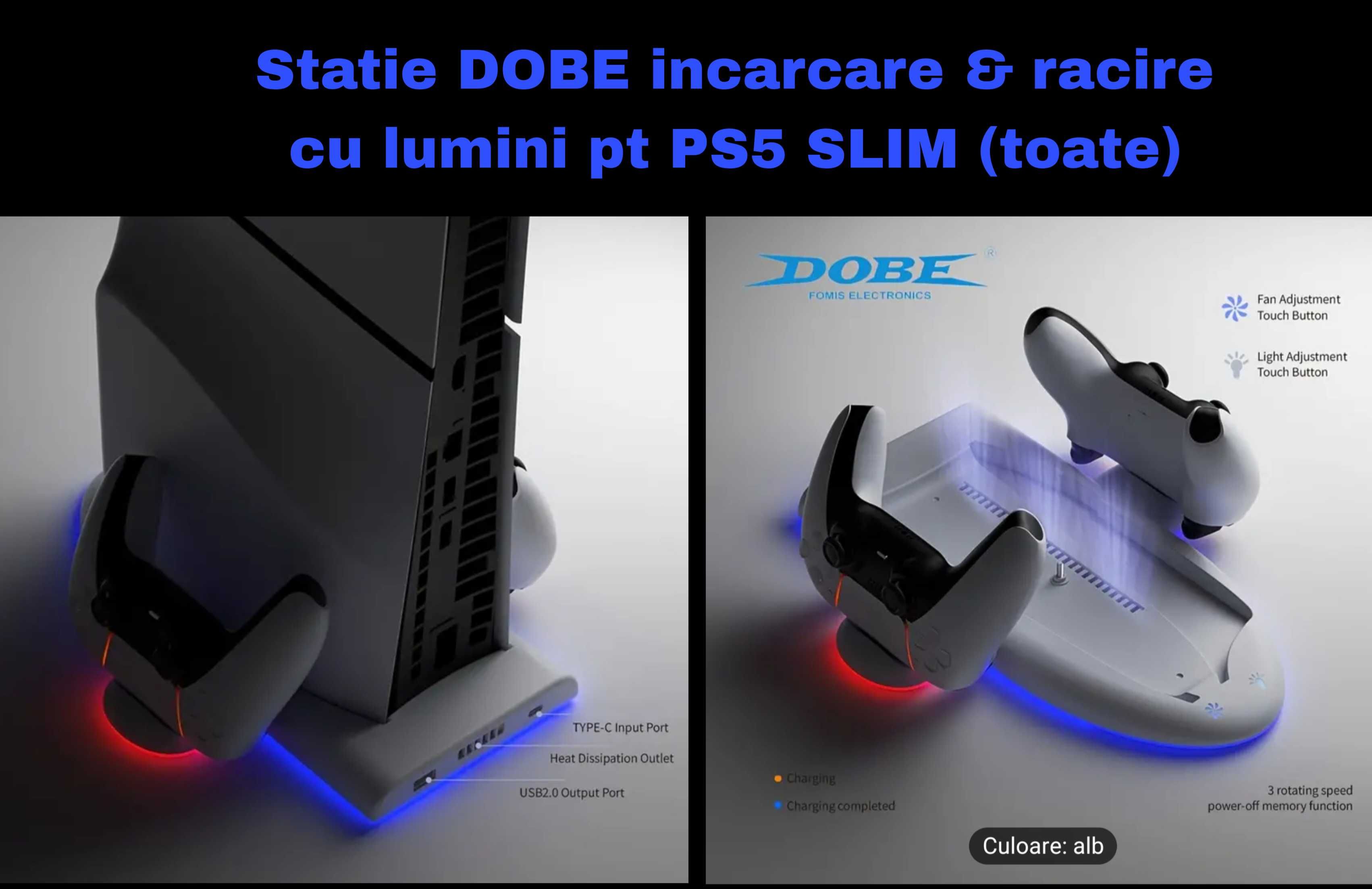 Stand incarcare si racire PS5 cu lumini