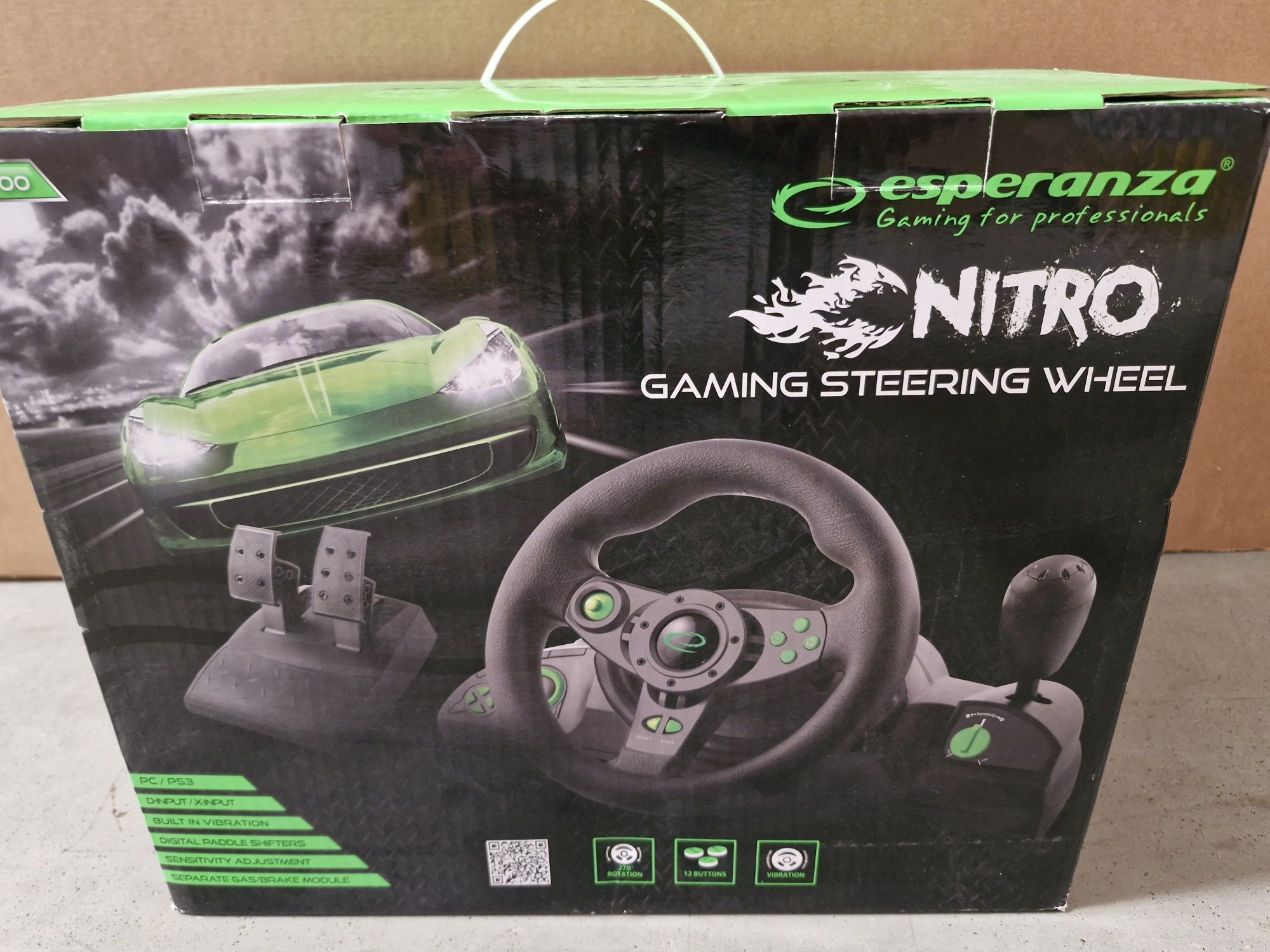 Volan de curse, Esperanza, Nitro Gamer, PC, PS3, Negru