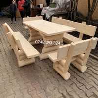 Set masa cu băncuțe scaune  lemn  terasă foișor rustic