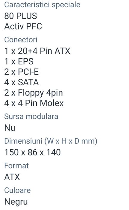 Sursa Corsair Vs 550w