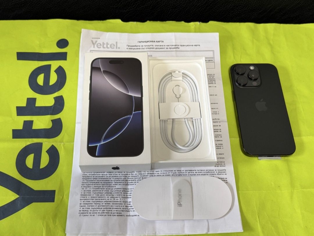 НЕАКТИВИРАН 256GB iPhone 16 Pro Yettel Гаранция 2028г. Black Titanium
