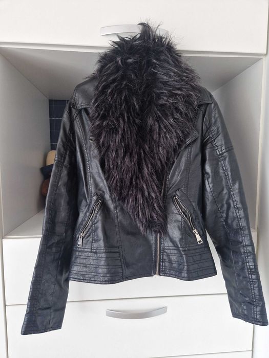 Черно кожено яке, размер S-M