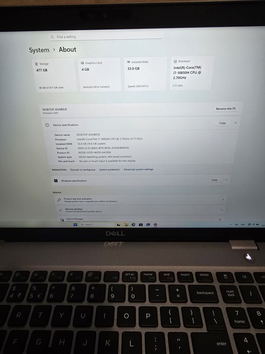 Dell Precision 3551 - I7-10850H 2.7 GHz