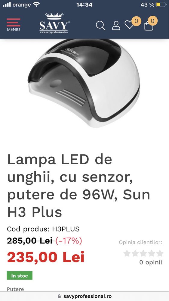 Lampa  SUN H3 UV/LED