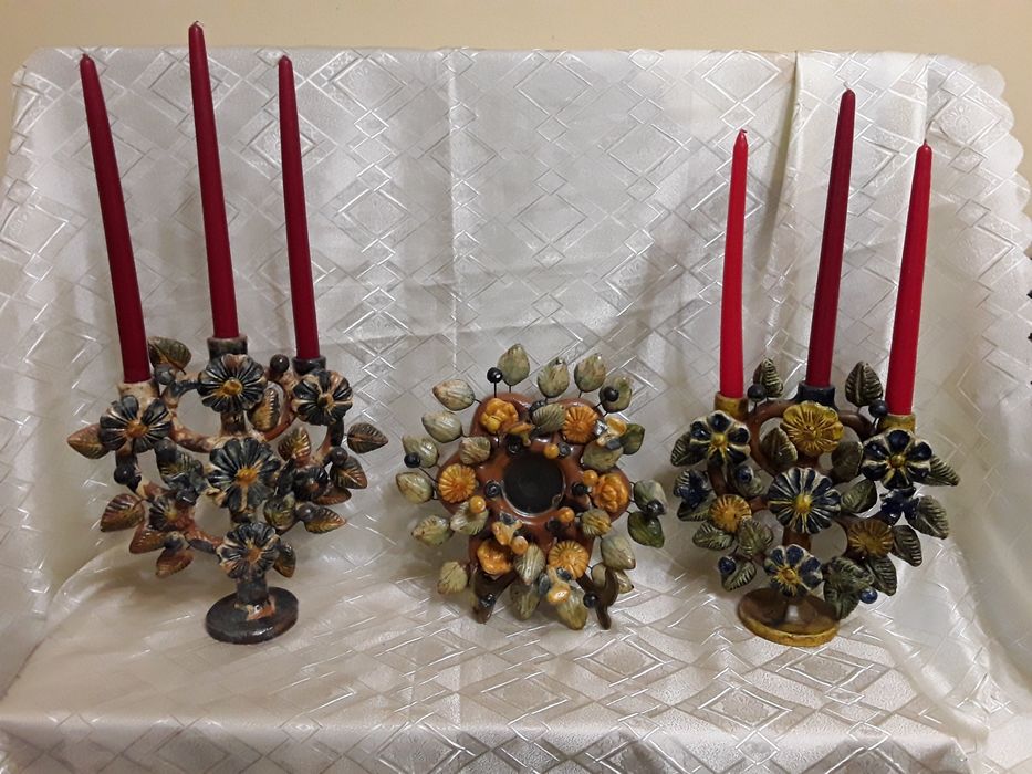 Set de 3 obiecte mexicane, arborele vietii, 2 sfesnice si o oglinda,