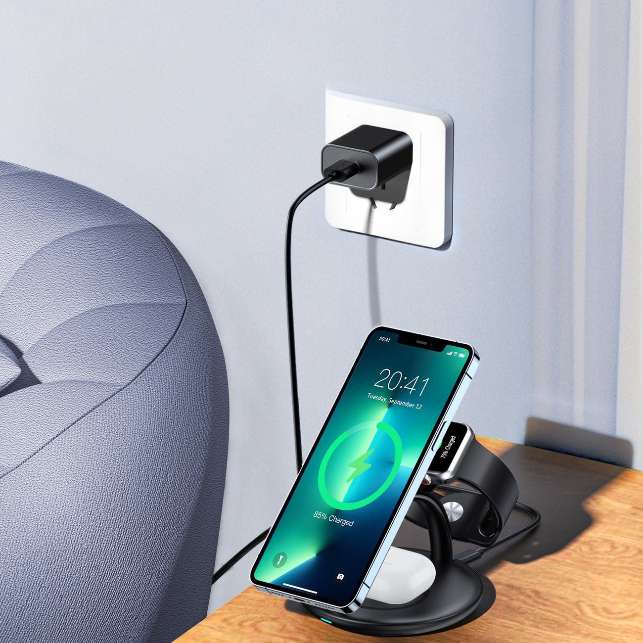 Безжичнa Станция MagSafe 3в1 Choetech iPhonе/ AirPodsPro/Apple Watch
