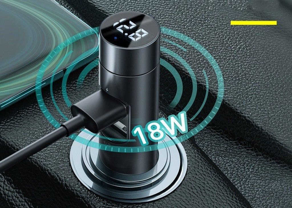 Двупортово автомобилно зарядно с цифров дисплей HF68