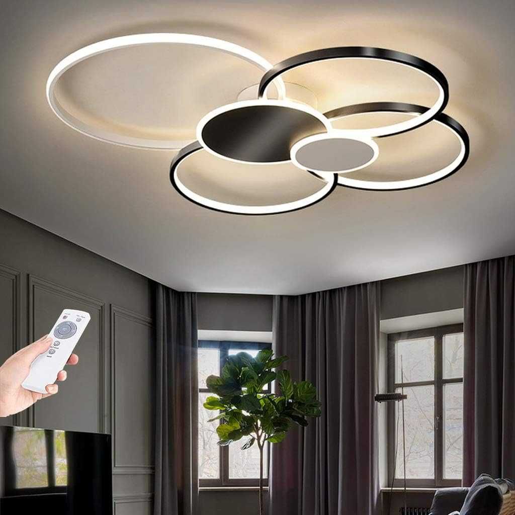 Лед led полилей с 6 кръга златен, черен, димируем дистанционно 211