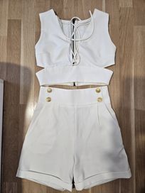 Бял сет / топ и панталони/ Christine Fashion