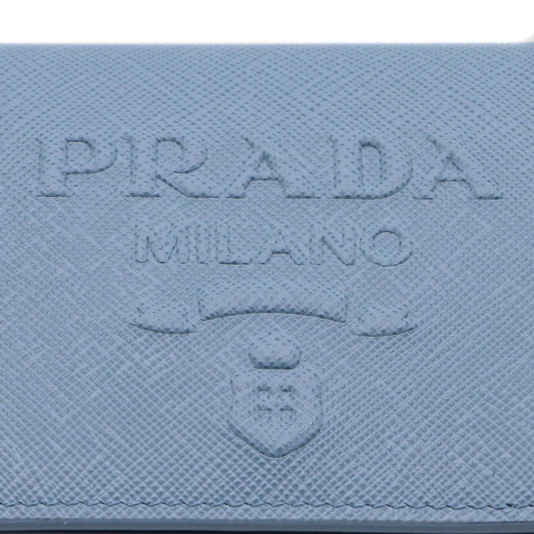 Оригинално портмоне Prada – Blue Bifold Small Saffiano Leather Wallet